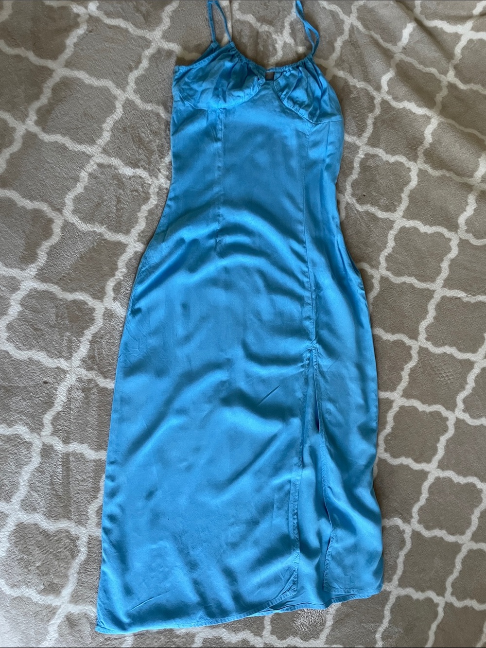 H&M Blue Midi Dress with Side Slit